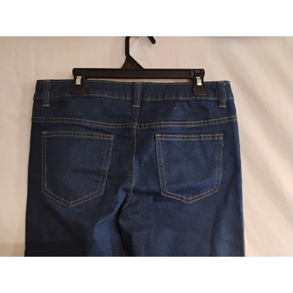 Wonder Nation Size 14 Girls Adjustable Dark Blue Denim Jeans Straight Leg